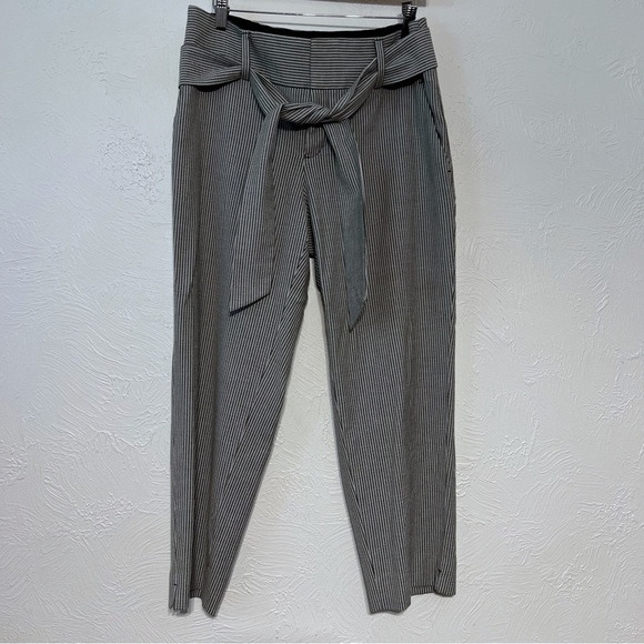 Banana Republic Mini Stripe Belted  Tapered Leg Trouser Pants SZ 10 - Picture 1 of 7